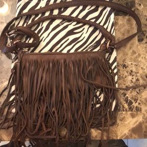 Linea pelle fringe brown leather purse